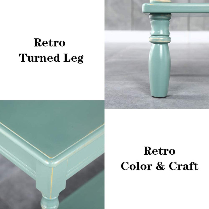 Sheepping console Wood, Narrow Rectangle Sofa Table,  Retro Green(31.4")
