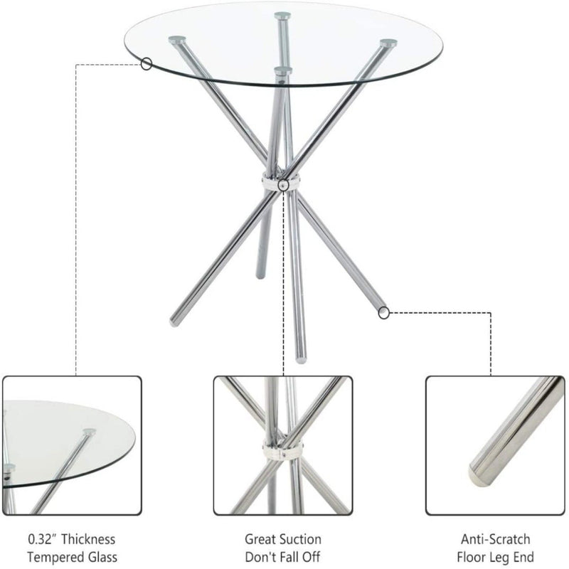 Sheepping A set of one 4 chrome legs Dining Table And 2 Arched Chairs