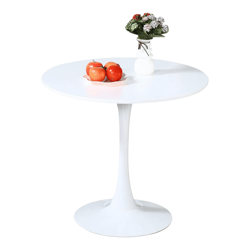 Sheepping MDF-Top Metal-Pedestal-Base White Round Dining Kitchen Table(31.5”)