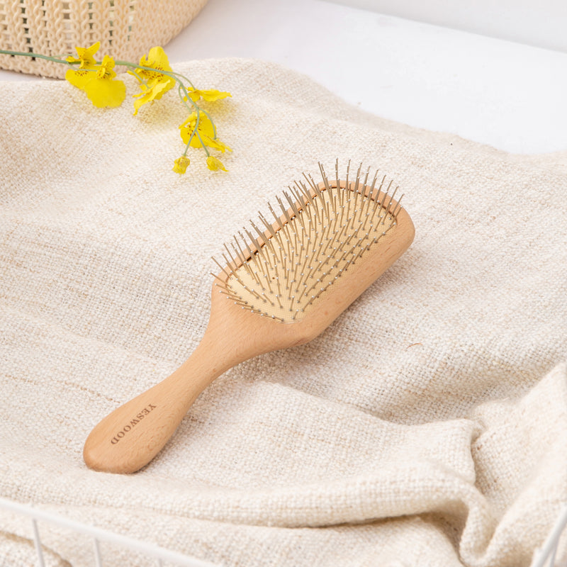 100% solid wood Curly Hair Health Massage Scalp Natural beech Brush