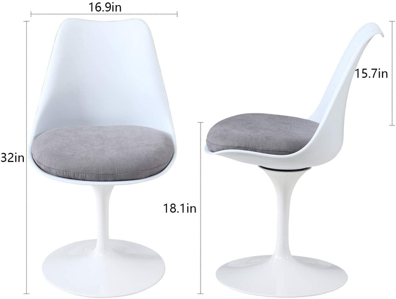 Sheepping 18.1” 2Pieces Modern Fabric Kitchen Swivel Dining Grey Chairs