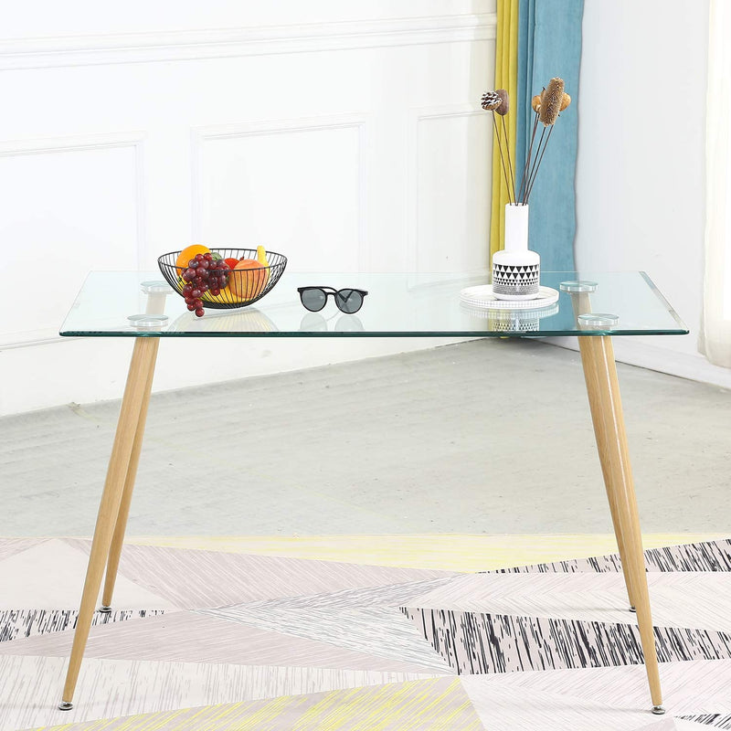 Sheepping Modern Rectangular Top-Glass Dining Table 47.2 x 27.5 x 29.5‘’