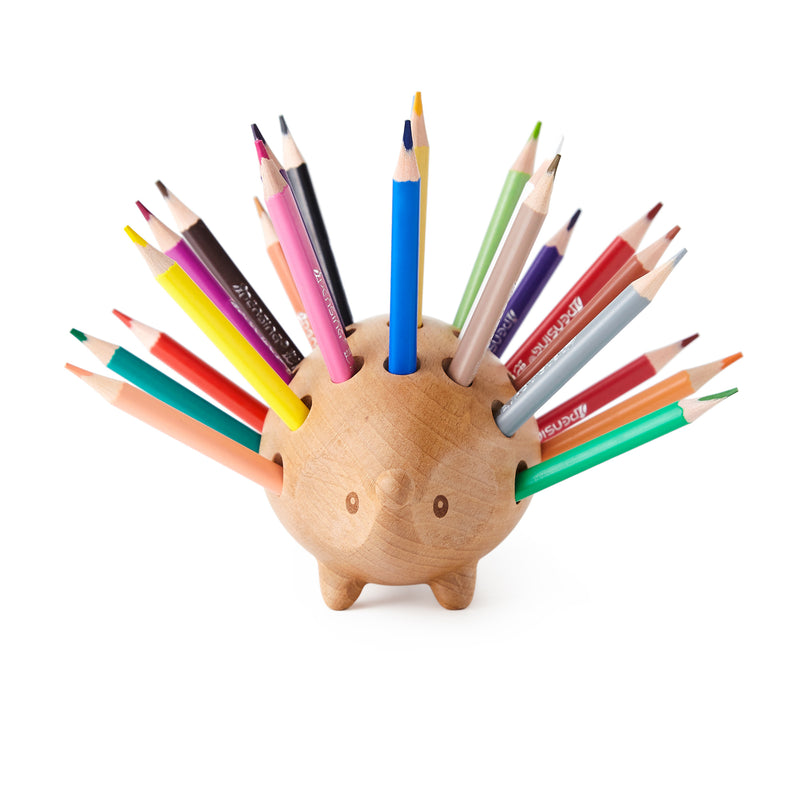 100% Beech wood hedgehog shape no formaldehyde 24pcs-pen holder