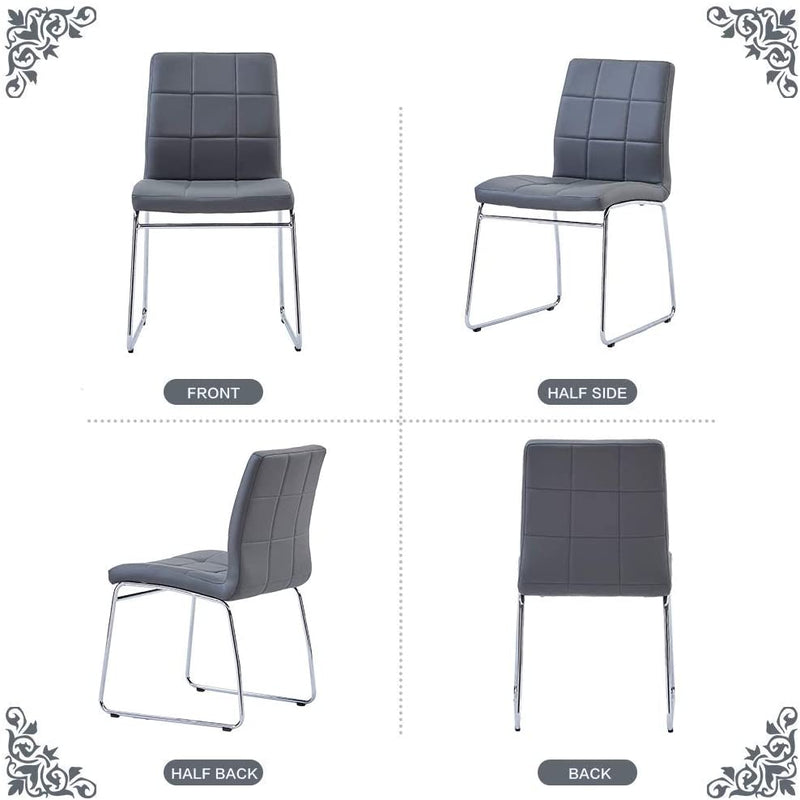 Sheepping 2Pieces Faux Leather Padded Kitchen Dinning Living Room Grey Chairs