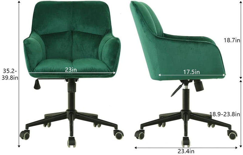 Sheepping Velvet Home Office Living Room Bedroom Green Task Chair