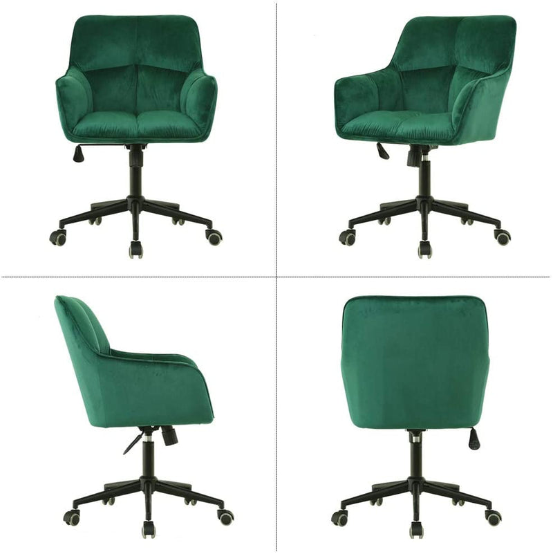 Sheepping Velvet Home Office Living Room Bedroom Green Task Chair