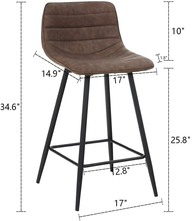 Sheepping 2 Pieces Modern Kitchen Leather Barstools brown Chairs