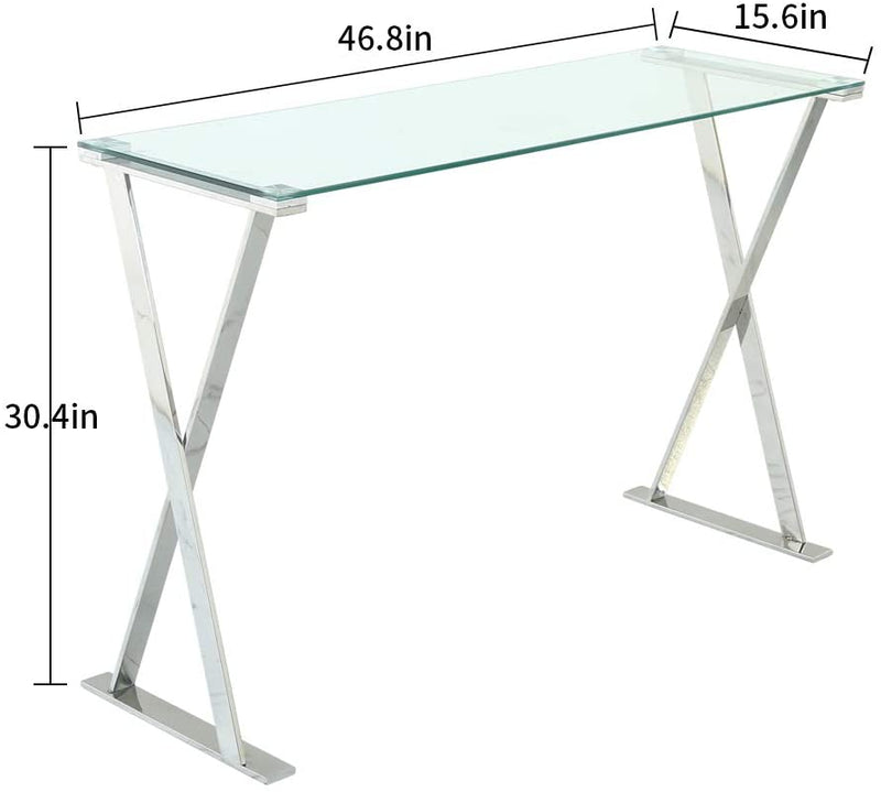 Sheepping  Glass-Metal Modern Rectangle Narrow Console Entryway Table