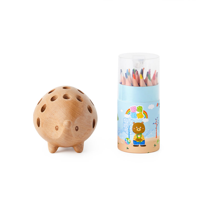 100% Beech wood hedgehog shape no formaldehyde 24pcs-pen holder