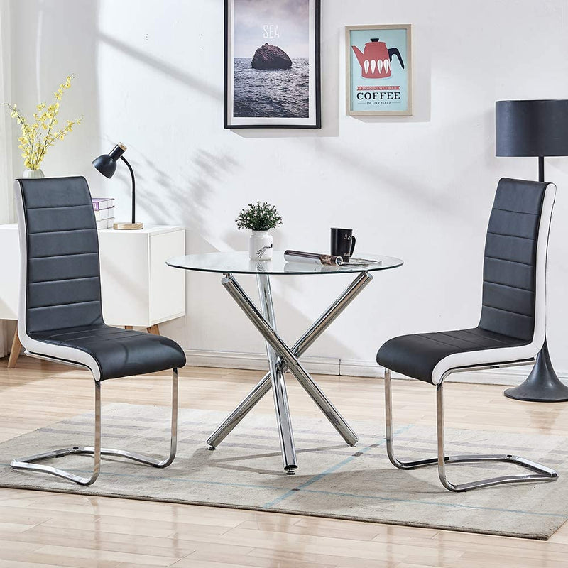 Faux Leather Dining Chairs,Black