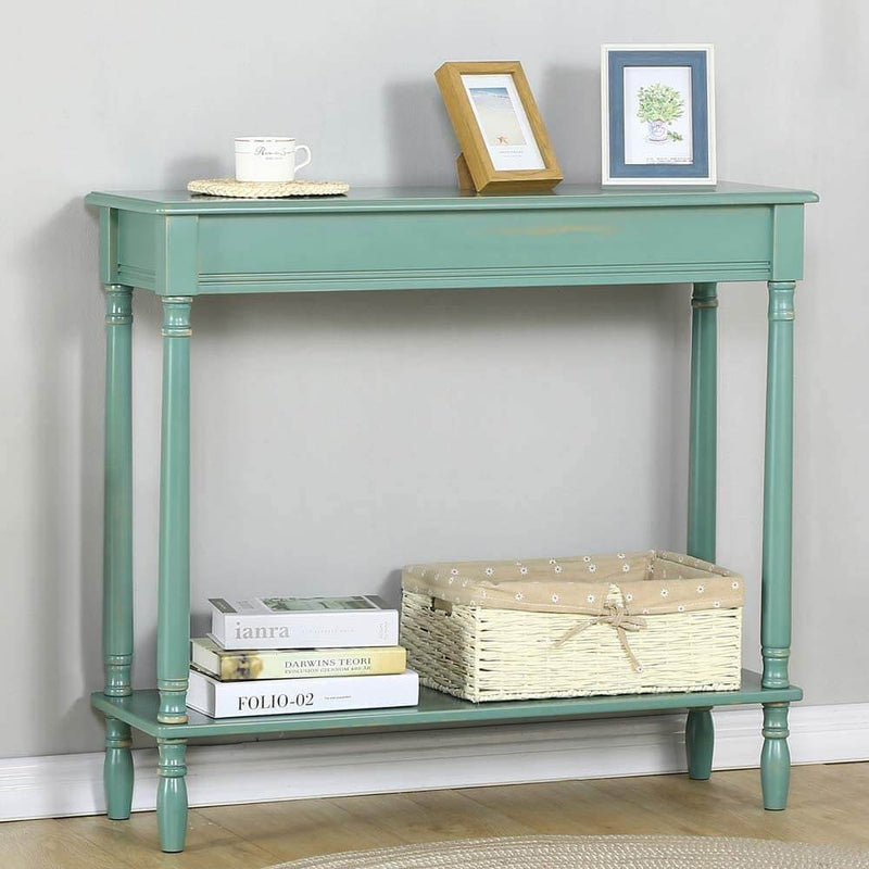 Sheepping console Wood, Narrow Rectangle Sofa Table,  Retro Green（31.4"）