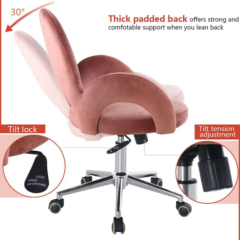 Sheepping Velvet Adjustable Home Office Rolling Swivel Computer Chair