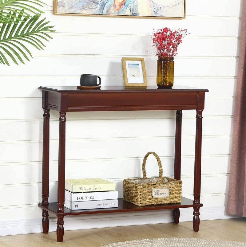 Sheepping Wood Console Table, Retro Sofa Table- Brown(31.7")