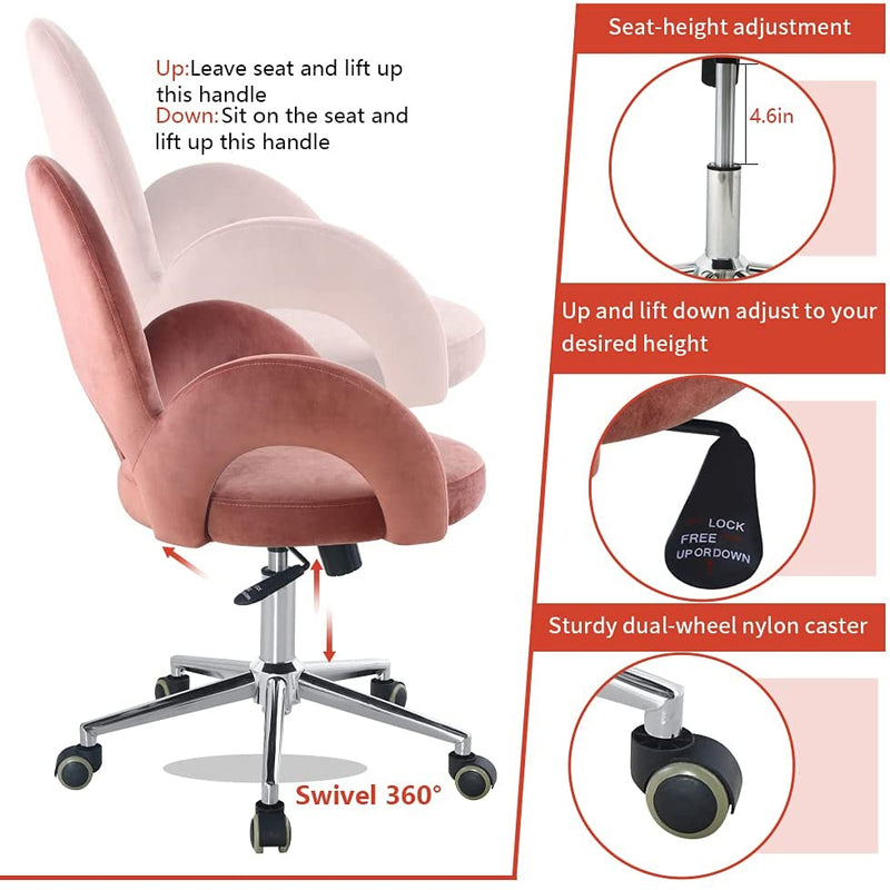 Sheepping Velvet Adjustable Home Office Rolling Swivel Computer Chair