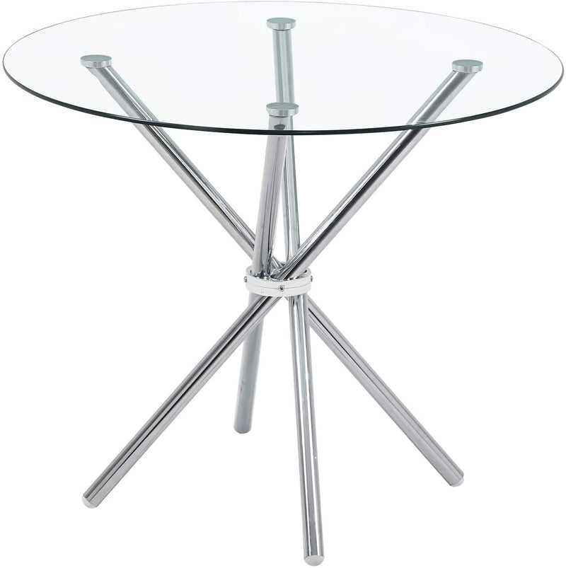 Sheepping Top-Clear-Tempered Glass Dinner Coffee 4 Chrome Legs table