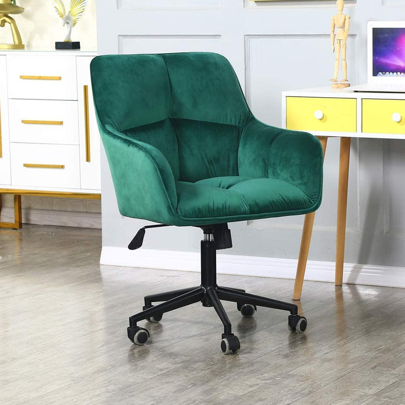 Sheepping Velvet Home Office Living Room Bedroom Green Task Chair