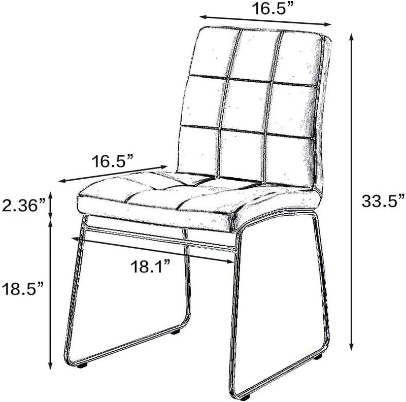 Sheepping 2Pieces Faux Leather Padded Kitchen Dinning Living Room White Chairs