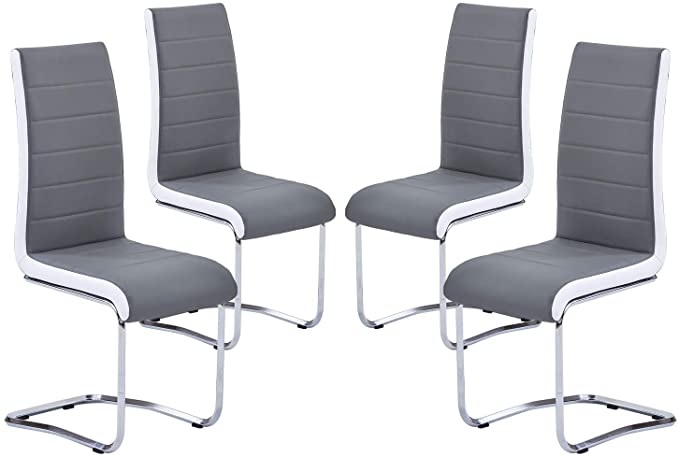 High Back Dining Chairs, Grey