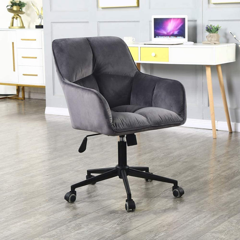 Sheepping Home Office Desk Chairs Swivel Comfort Velvet Grey Task Chair