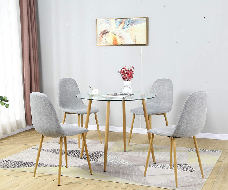 Sheepping 4Pieces Fabric wooden Legs dining Room Kitchen Restaurant Chairs