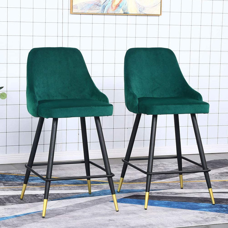 Sheepping  26‘’  2 Pieces Velvet Soft Back Accent Barstools Chairs