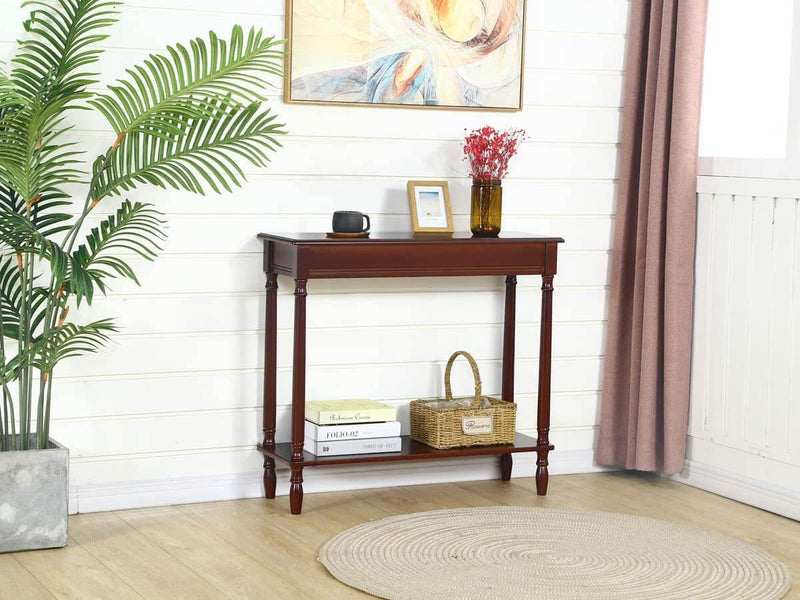 Sheepping Wood Console Table, Retro Sofa Table- Brown(31.7")