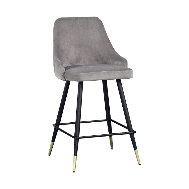 Sheepping 2Pieces Velvet Dining Kitchen Bar Stools Light Grey Chairs