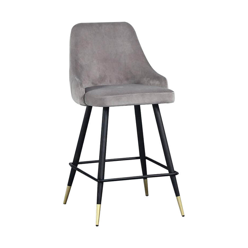 Sheepping  H:26‘’ 2PCS Modern Velvet Upholstery Barstools Grey Chairs