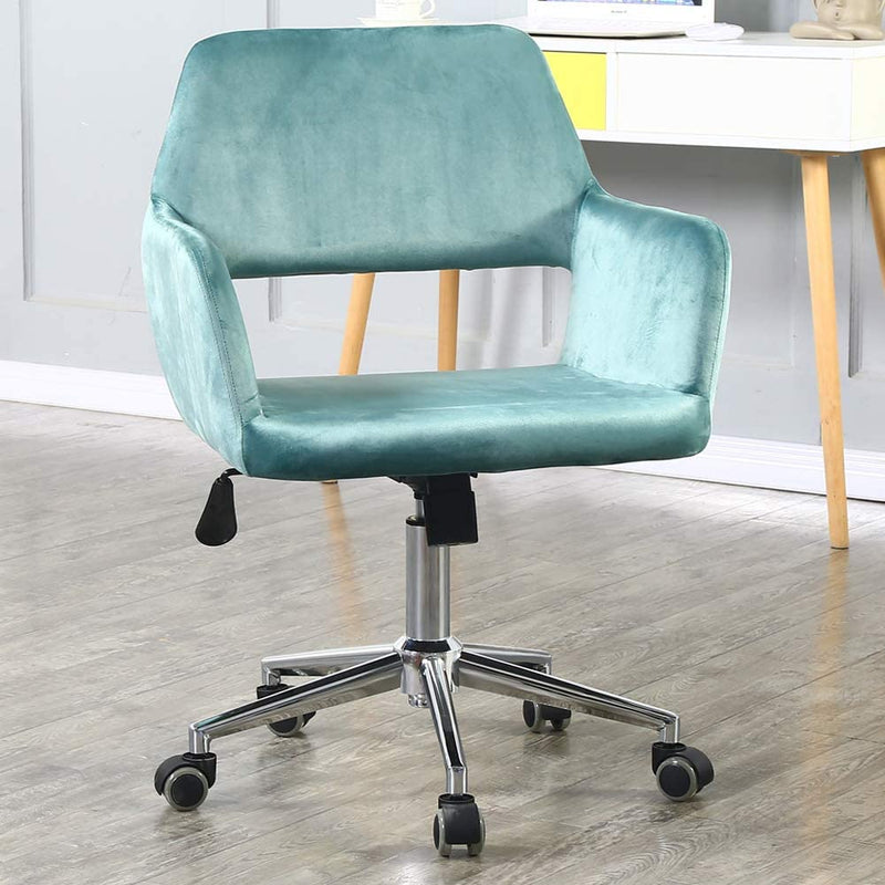 Sheepping 19” Velvet Upholstery on Rolling Wheels-Adjustable Swivel Chair